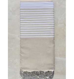 Fouta gigante beige con rayas Fouta Tunisia - 1 2