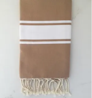 Toalla playa beige sepia Fouta Tunisia - 1