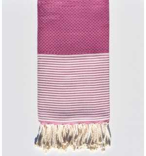 Toalla de playa nido de abeja rosa violeta Fouta Tunisia - 1