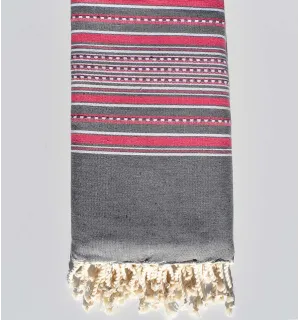 Toalla de playa gigante arabesco gris y rosa Fouta Tunisia - 1