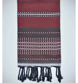 Toalla de playa arabesco rayas rojas Fouta Tunisia - 1