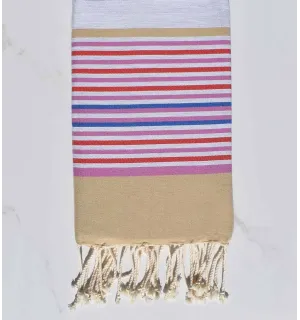 Toalla de playa 5 colores beige, gris, orquídea, rojo y azul Fouta Tunisia - 1