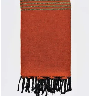 Toalla de playa gigante naranja con lurex dorado Fouta Tunisia - 1