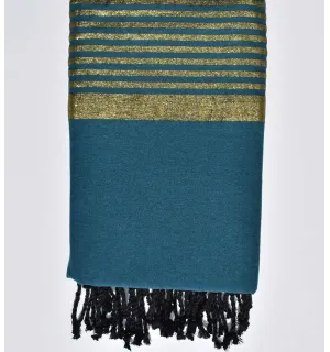 Toalla de playa gigante cobalto oscuro con lurex dorado Fouta Tunisia - 1