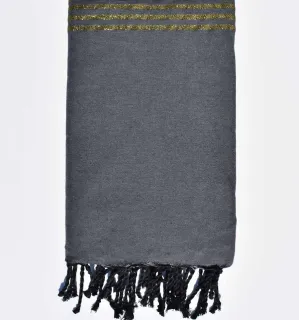 Toalla de playa gigante gris pizarra con hilo dorado de lurex 2m*3m Fouta Tunisia - 1