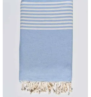 Toalla de playa gigante cielo azul a rayas blancas Fouta Tunisia - 1