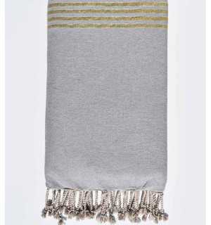 Toalla de playa gigante gris claro con lurex dorado Fouta Tunisia - 1