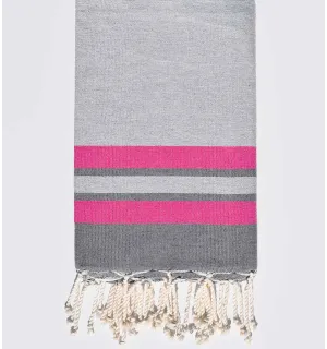Toalla de playa gris claro, rosa y gris  - 1