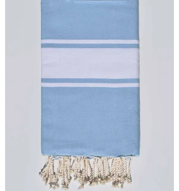 Toalla de playa azul celeste tejido liso Fouta Tunisia - 1