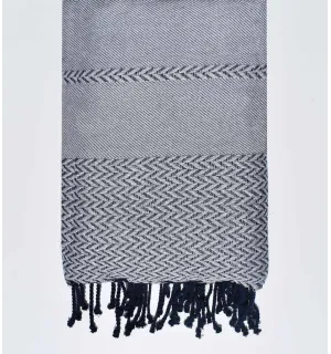 Manta para sofá gris, azul oscuro con lurex Fouta Tunisia - 1