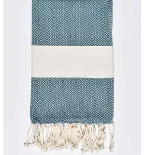Toalla de playa chevron diamante pato azul Fouta Tunisia - 1