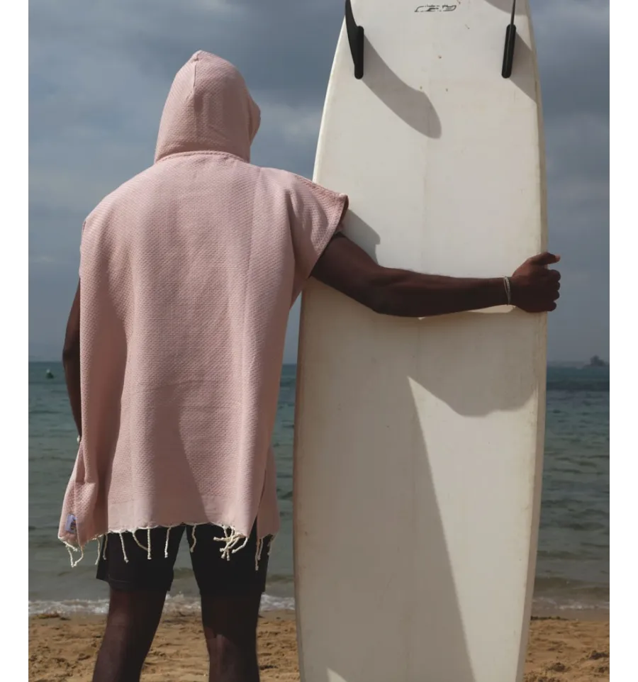 Poncho de playa, surf rosa empolvado Fouta Tunisia - 2