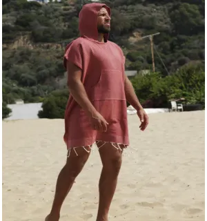 Poncho de playa rojo terracota Fouta Tunisia - 1