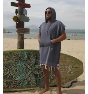Poncho de playa noche azul Fouta Tunisia - 1
