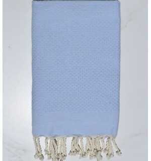 FOUTA nido de abeja sólida azul celeste Fouta Tunisia - 1