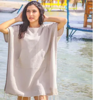 Poncho de playa greige Fouta Tunisia - 1