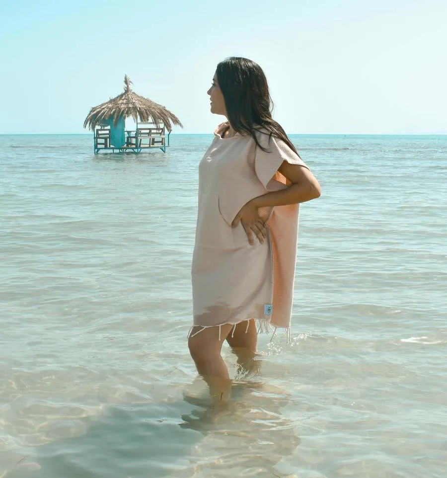 Poncho de playa greige Fouta Tunisia - 3