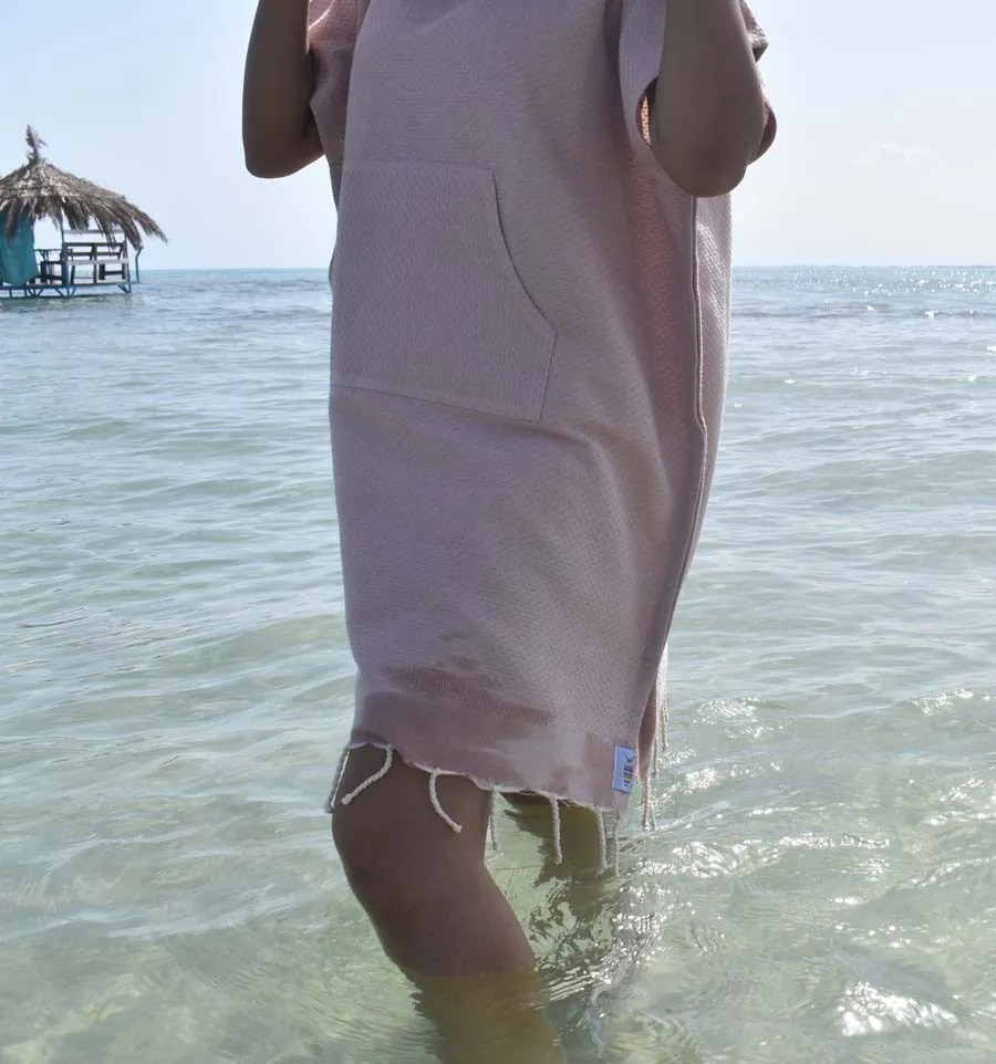 Poncho de playa, surf rosa empolvado Fouta Tunisia - 4