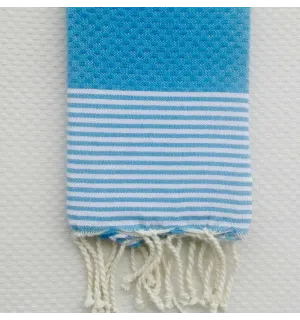Servilleta mediana azul celeste con rayas Fouta Tunisia - 1