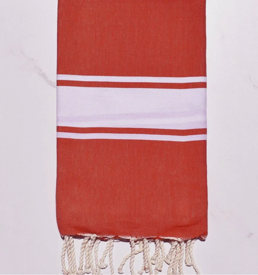 Toalla de playa plana naranja coral Fouta Tunisia - 1