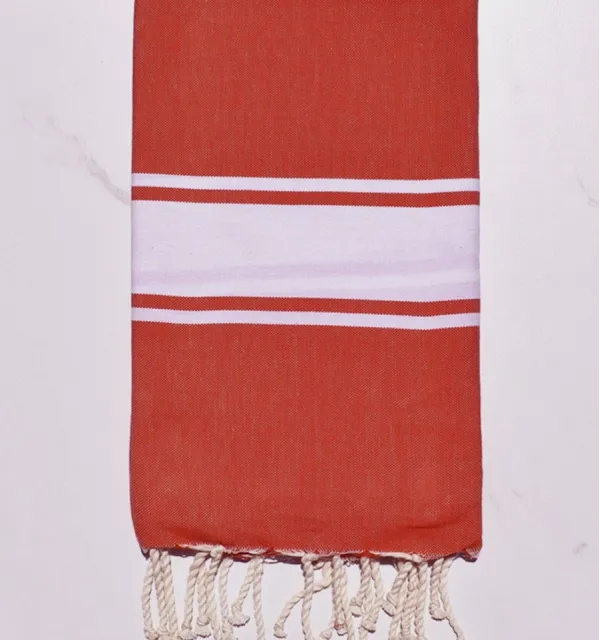 Toalla de playa plana naranja coral Fouta Tunisia - 1
