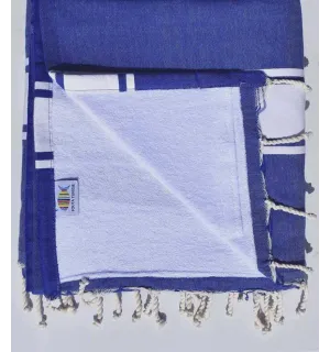 Toalla de playa esponja azul y blanco Fouta Tunisia - 1