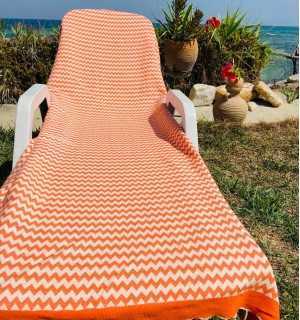 Toalla de playa de zigzag naranja Fouta Tunisia - 1
