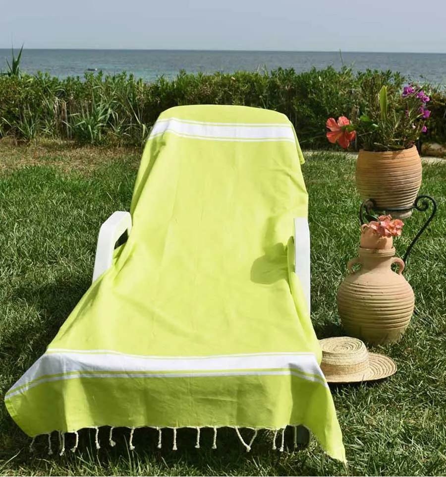 Toalla de playa verde chartreuse Fouta Tunisia - 3