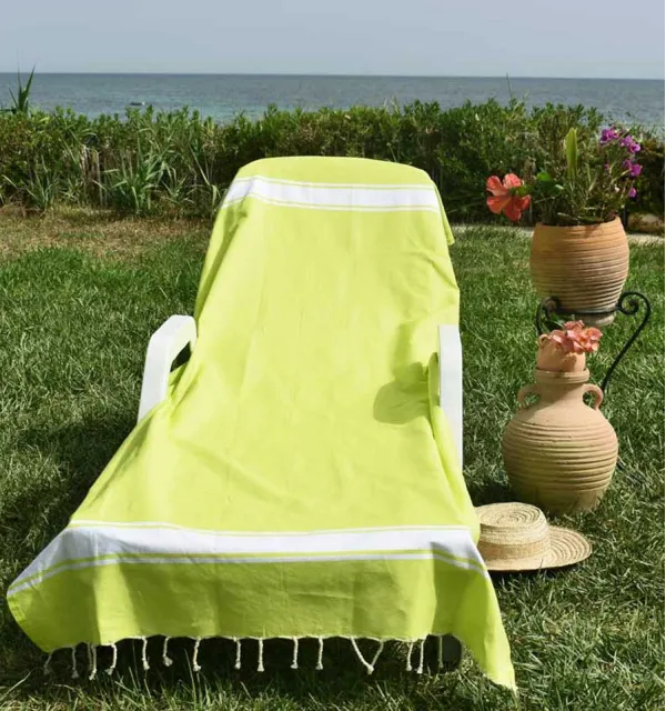 Toalla de playa verde chartreuse Fouta Tunisia - 3