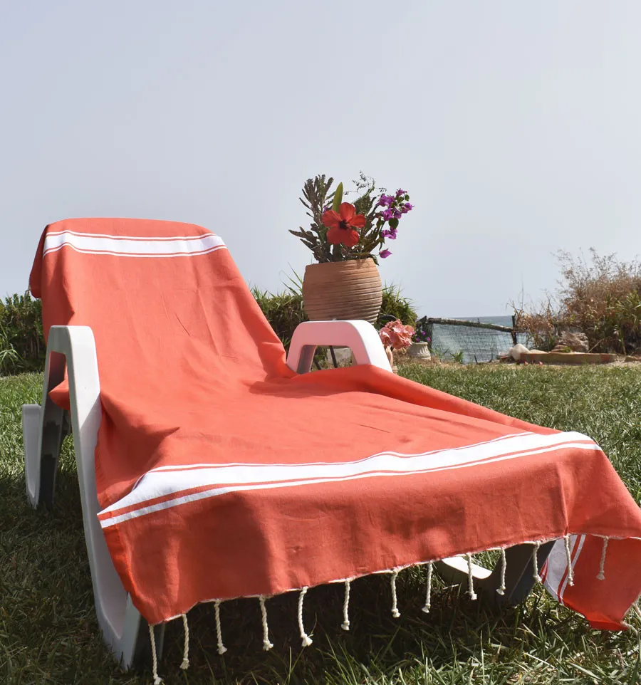 Toalla de playa Naranja caqui Fouta Tunisia - 1