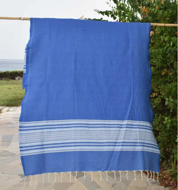 Toalla de playa arabesca azul y celeste Fouta Tunisia - 1
