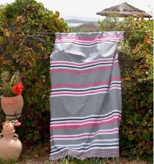 Toalla de playa dina gris, rosa, blanco y gris-negro - Toalla de playa 2