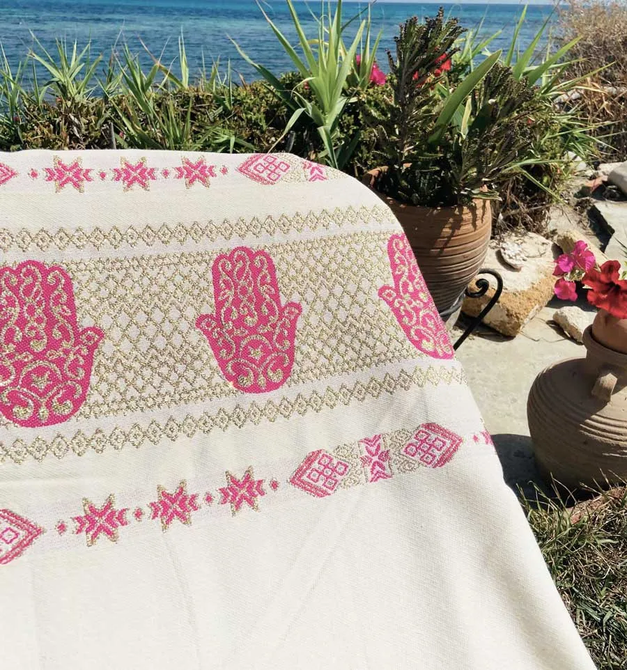 Fouta Khomsa rosa oscuro Fouta Tunisia - 4