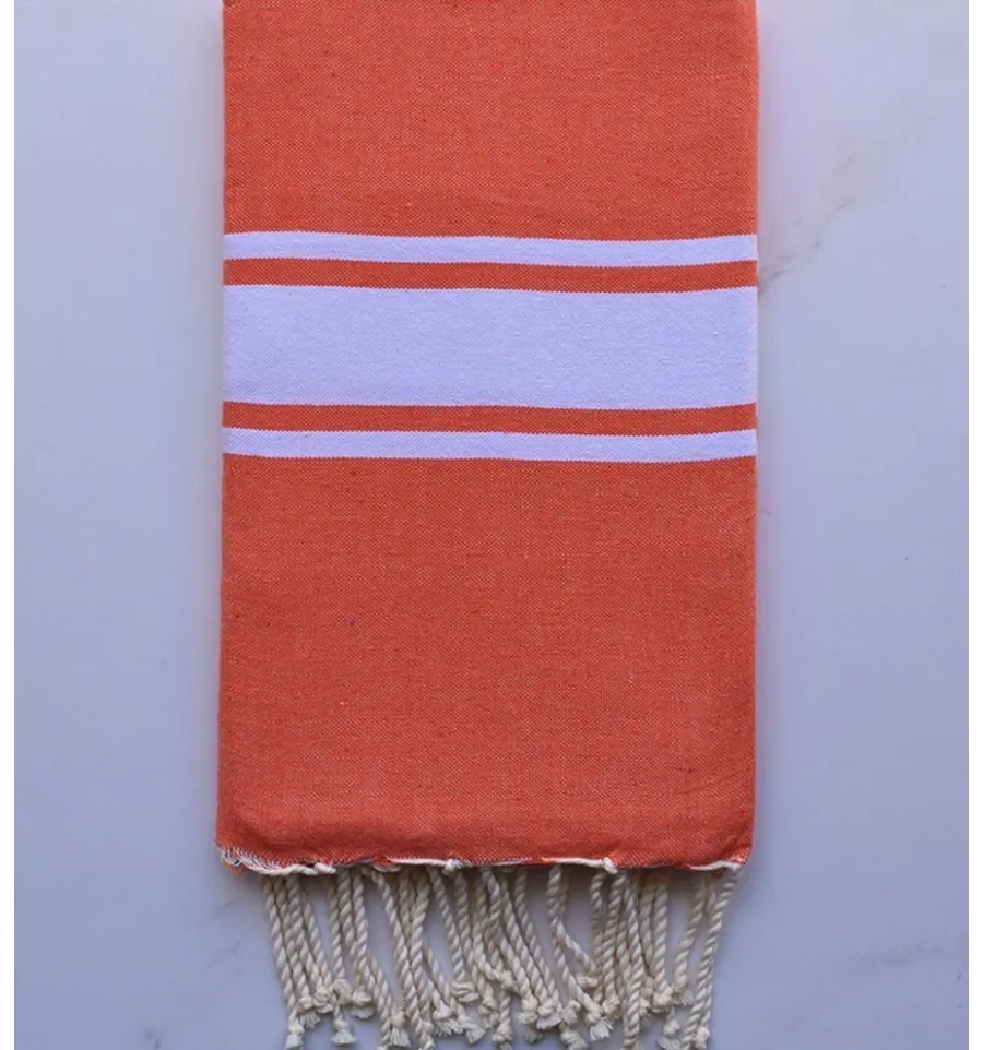 Toalla de playa de algodón reciclado naranja Fouta Tunisia - 1