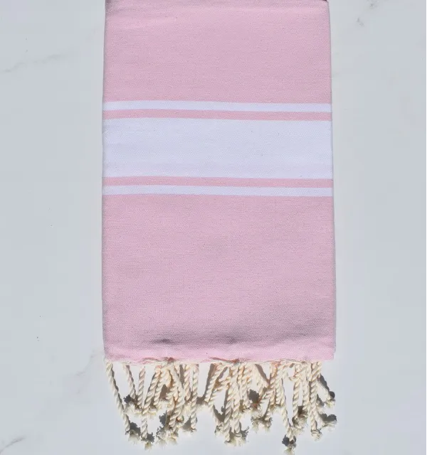 Toalla de playa rosa claro tejido plato Fouta Tunisia - 1