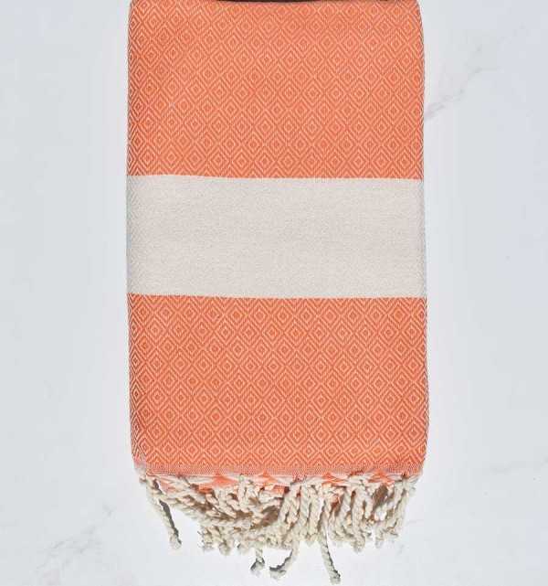 Toalla de playa Diamante naranja coral Fouta Tunisia - 3