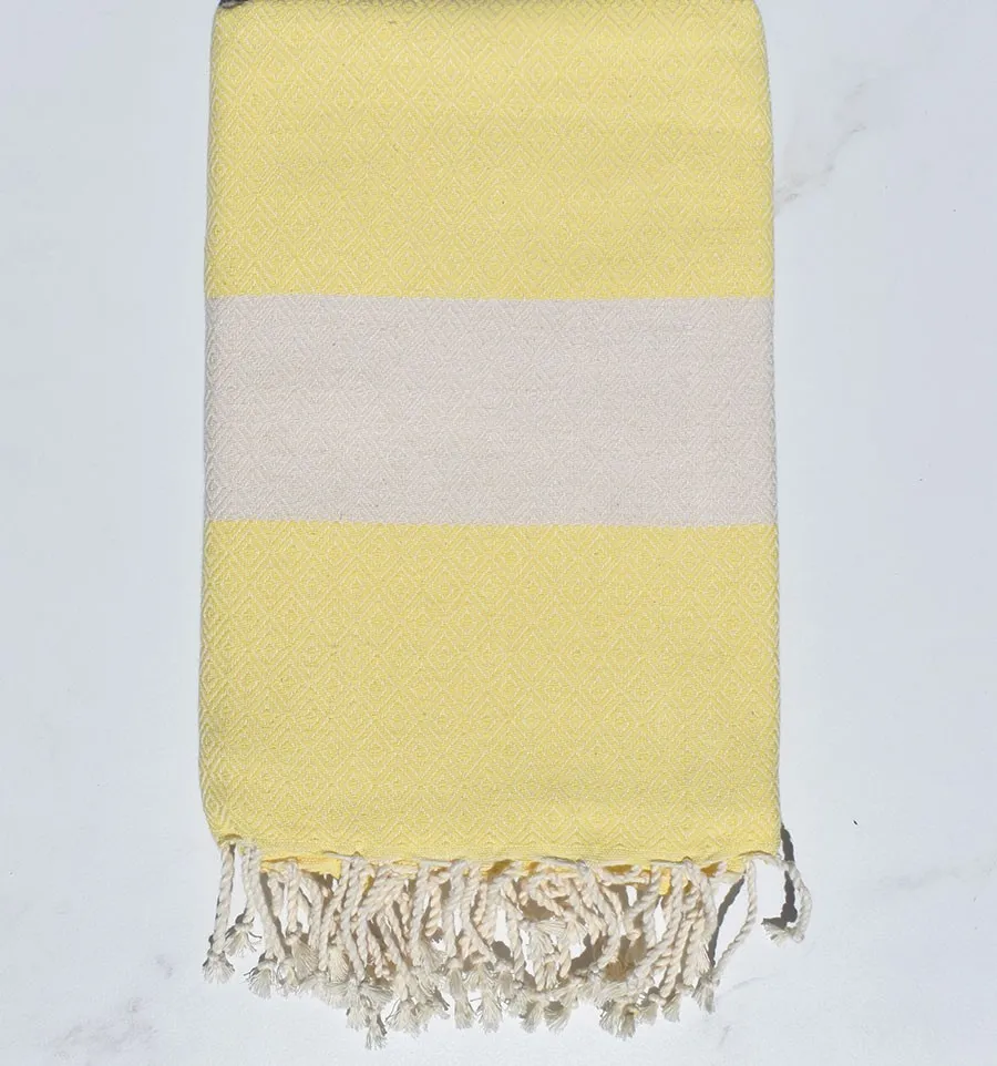 Toalla de playa Diamante Amarillo Claro Fouta Tunisia - 3
