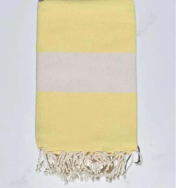 Toalla de playa Diamante Amarillo Claro Fouta Tunisia - 3