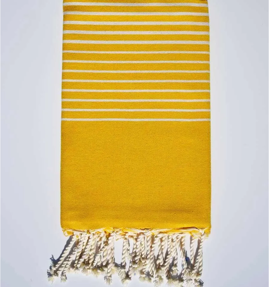 Toalla de Playa Portofino Amarillo Mostaza Fouta Tunisia - 4