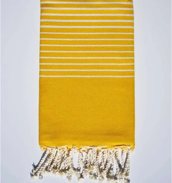 Toalla de Playa Portofino Amarillo Mostaza Fouta Tunisia - 4