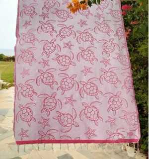 Toalla de Playa Seychelles Rosa Fucsia Fouta Tunisia - 1 2