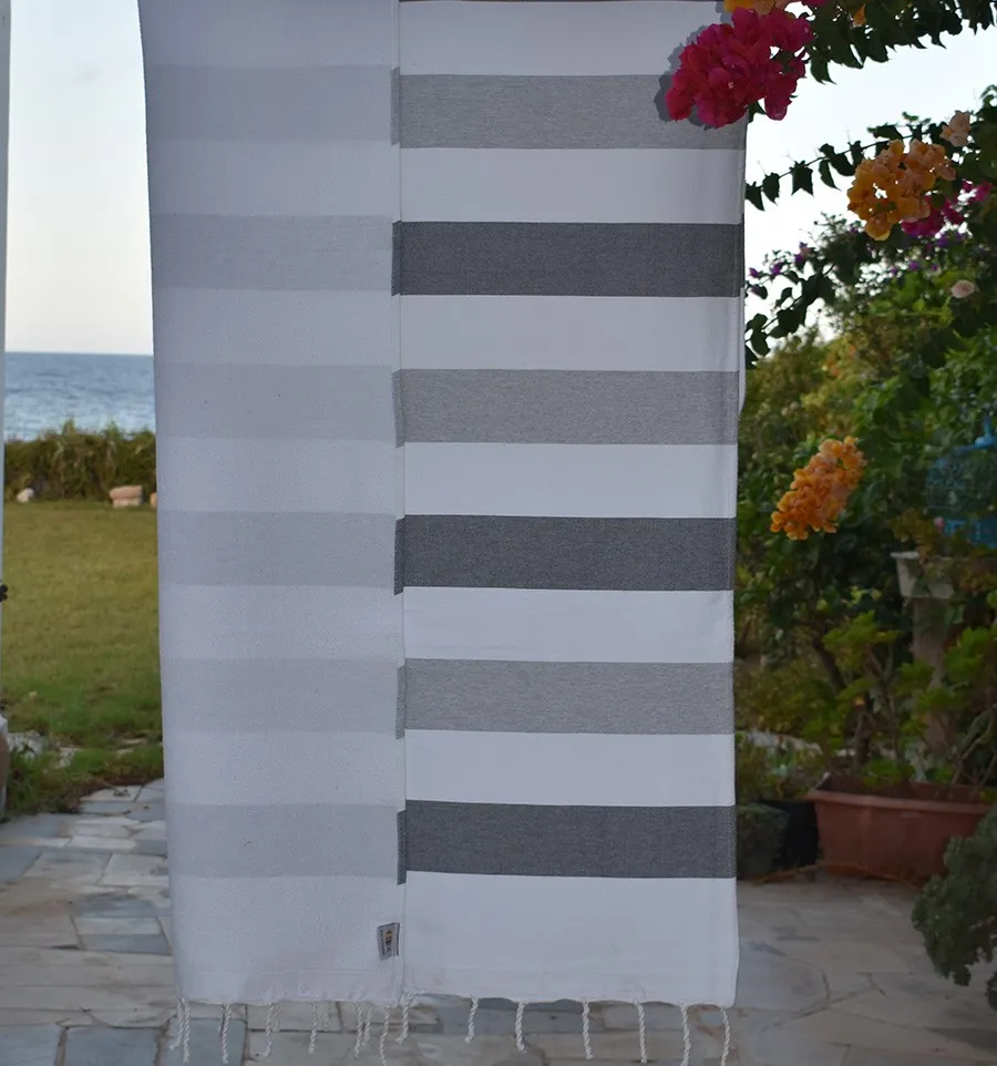 Toalla de playa esponja gris y gris claro Fouta Tunisia - 2
