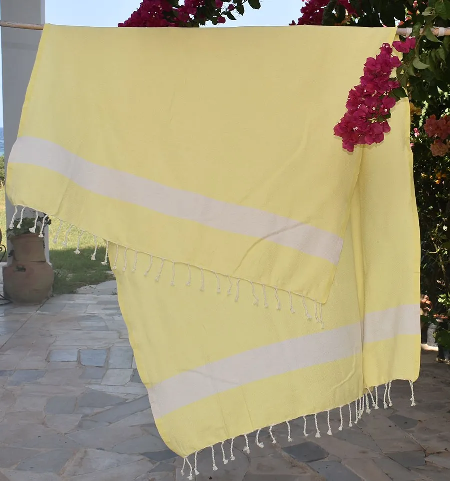 Toalla de playa Diamante Amarillo Claro Fouta Tunisia - 2