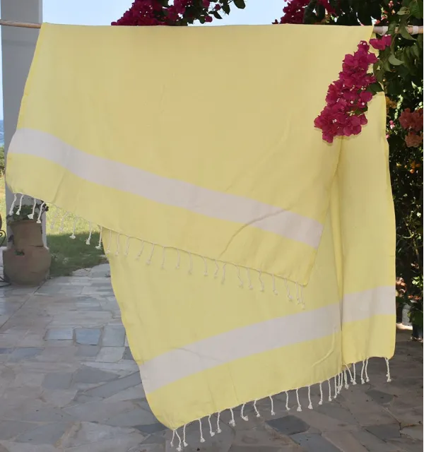 Toalla de playa Diamante Amarillo Claro Fouta Tunisia - 2