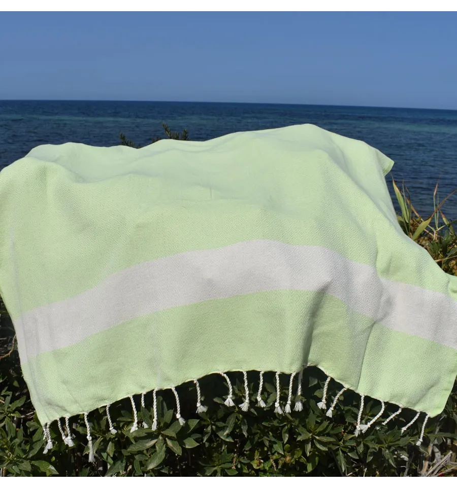 Toalla de playa Diamante Verde Pastel Fouta Tunisia - 2