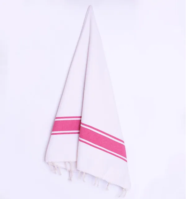 Toalla de Playa blanca rayas rosas Fouta Tunisia - 2