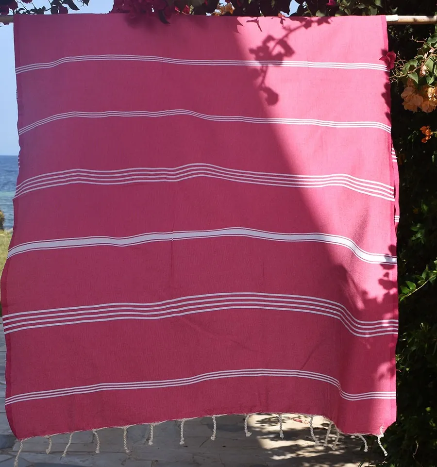 Toalla de playa Mykonos rosa fushia Fouta Tunisia - 2