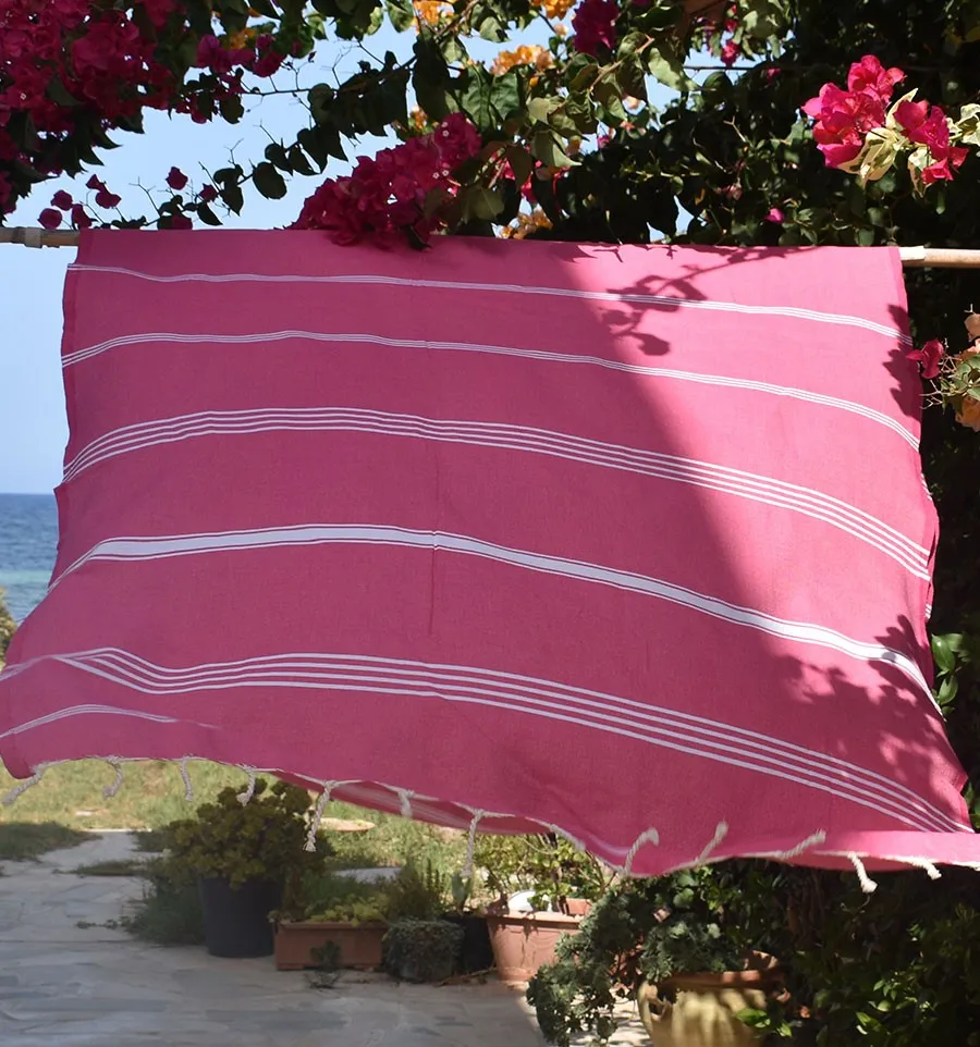 Toalla de playa Mykonos rosa fushia Fouta Tunisia - 3