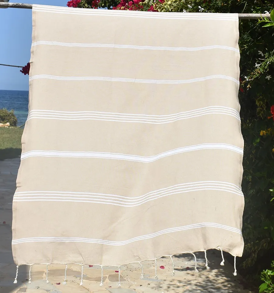 Toalla de playa Mykonos beige Fouta Tunisia - 2