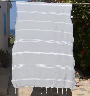 Toalla de playa Mykonos gris claro Fouta Tunisia - 1